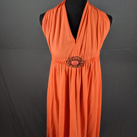 Vintage Dresses & Skirts - VTG orange dress buttn in back (B24)